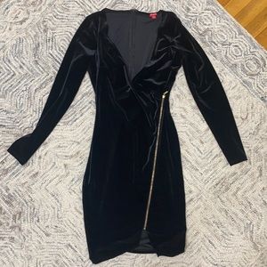 Guess Black Velvet Dress with Zipper